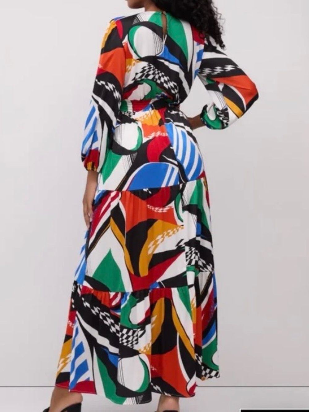 New York & Company Multicolor Geometric V-Neck Maxi Dress boho style - Picture 11 of 13